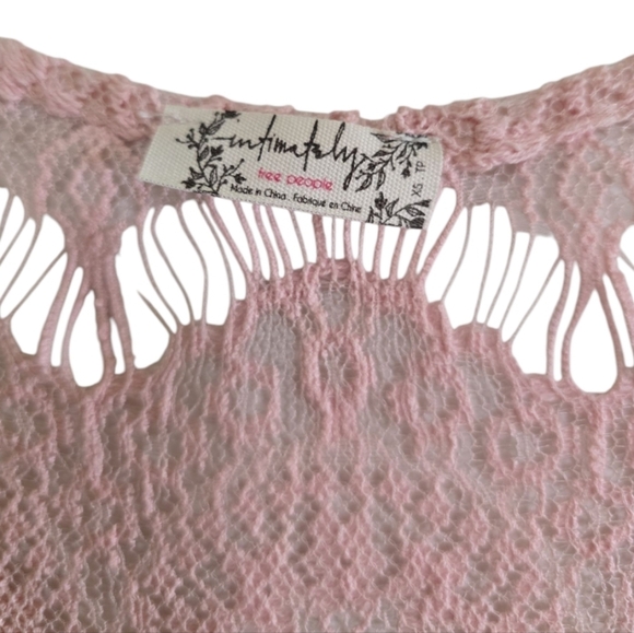 Free People Pale Pink Lace Peekaboo Dress Delicate Romantic Sleeveless XS Resort - Picture 3 of 8